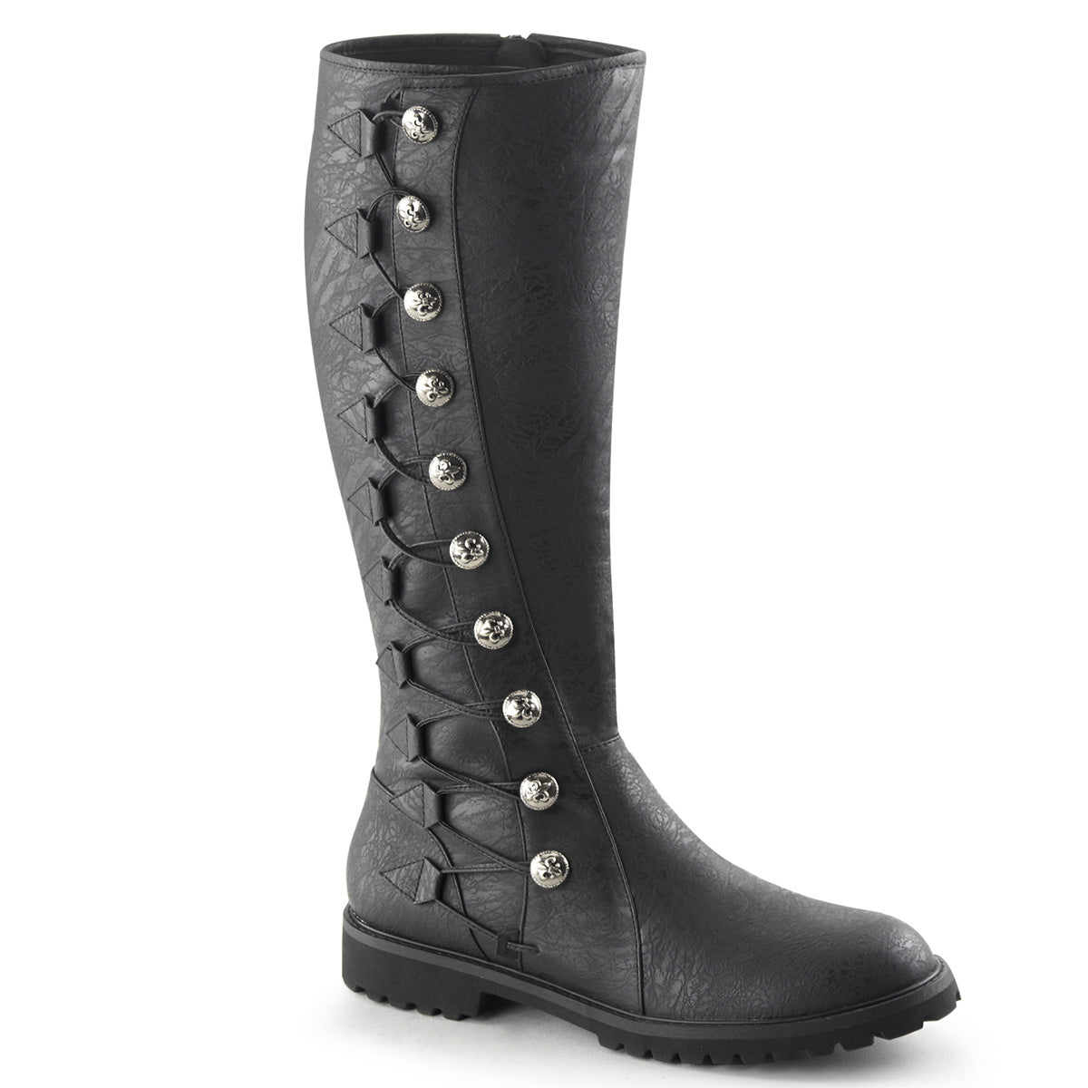 GOTHAM-109 1 1/2" Heel Men's Knee High Boot w/ Button Lace-up, Zip