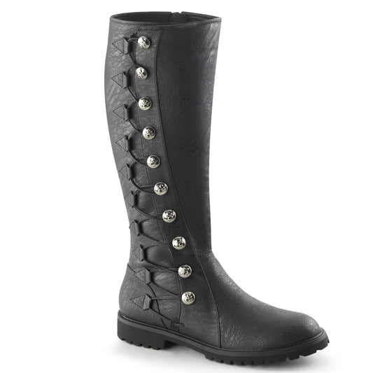 GOTHAM-109 1 1/2" Heel Men's Knee High Boot w/ Button Lace-up, Zip