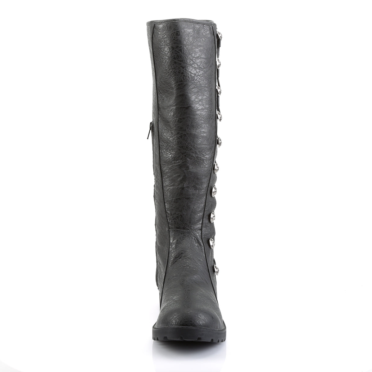 GOTHAM-109 1 1/2" Heel Men's Knee High Boot w/ Button Lace-up, Zip
