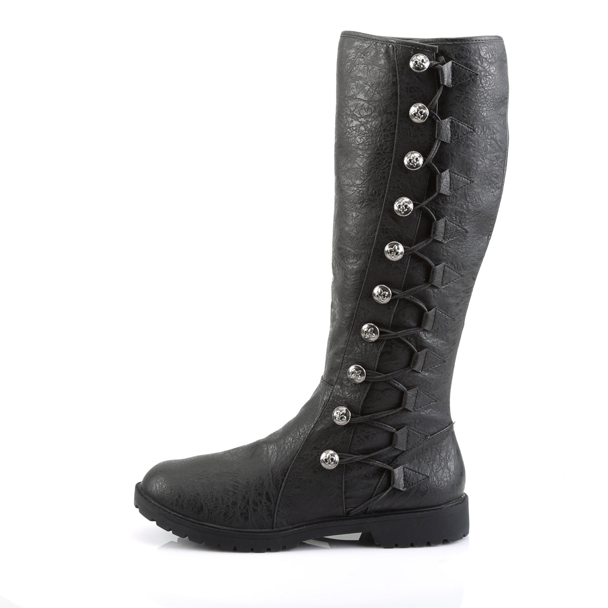 GOTHAM-109 1 1/2" Heel Men's Knee High Boot w/ Button Lace-up, Zip
