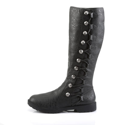 GOTHAM-109 1 1/2" Heel Men's Knee High Boot w/ Button Lace-up, Zip