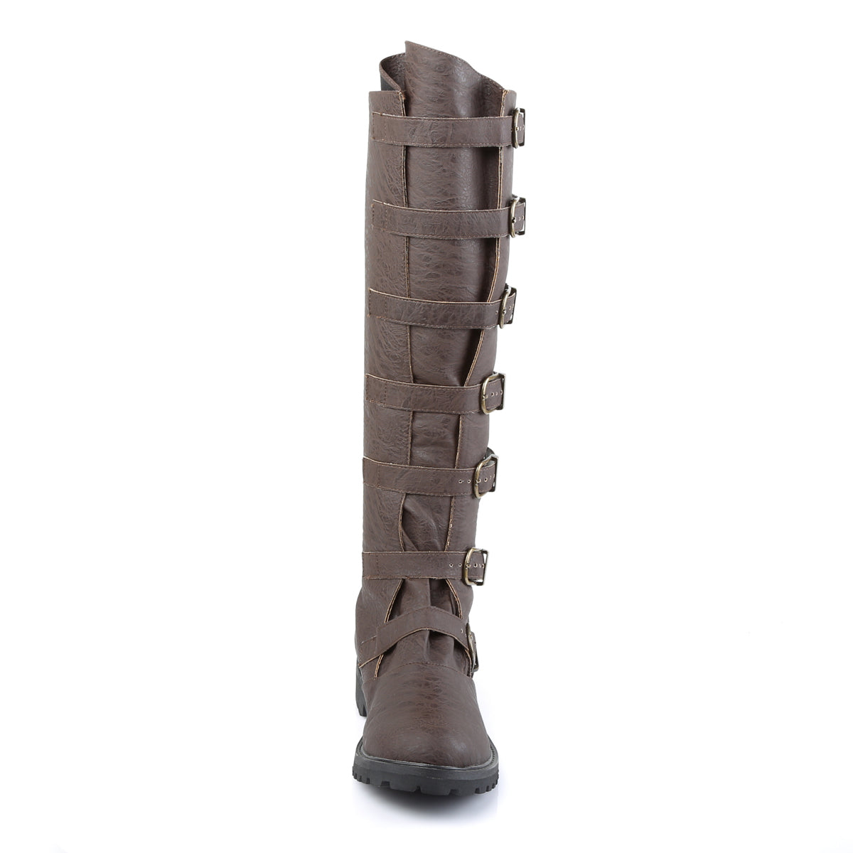 GOTHAM-110 **1 1/2"Heel Men'sPull-on Multi-Buckled Strap Knee High Boot
