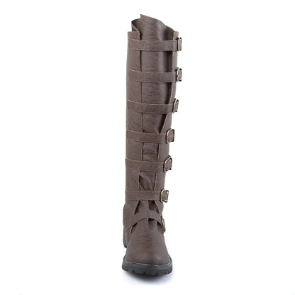 GOTHAM-110 **1 1/2"Heel Men'sPull-on Multi-Buckled Strap Knee High Boot