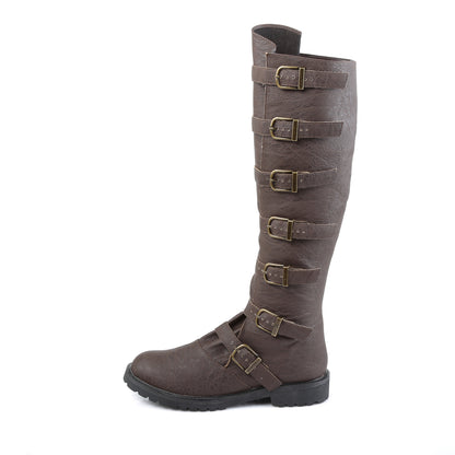 GOTHAM-110 **1 1/2"Heel Men'sPull-on Multi-Buckled Strap Knee High Boot