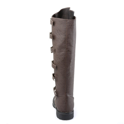 GOTHAM-110 **1 1/2"Heel Men'sPull-on Multi-Buckled Strap Knee High Boot