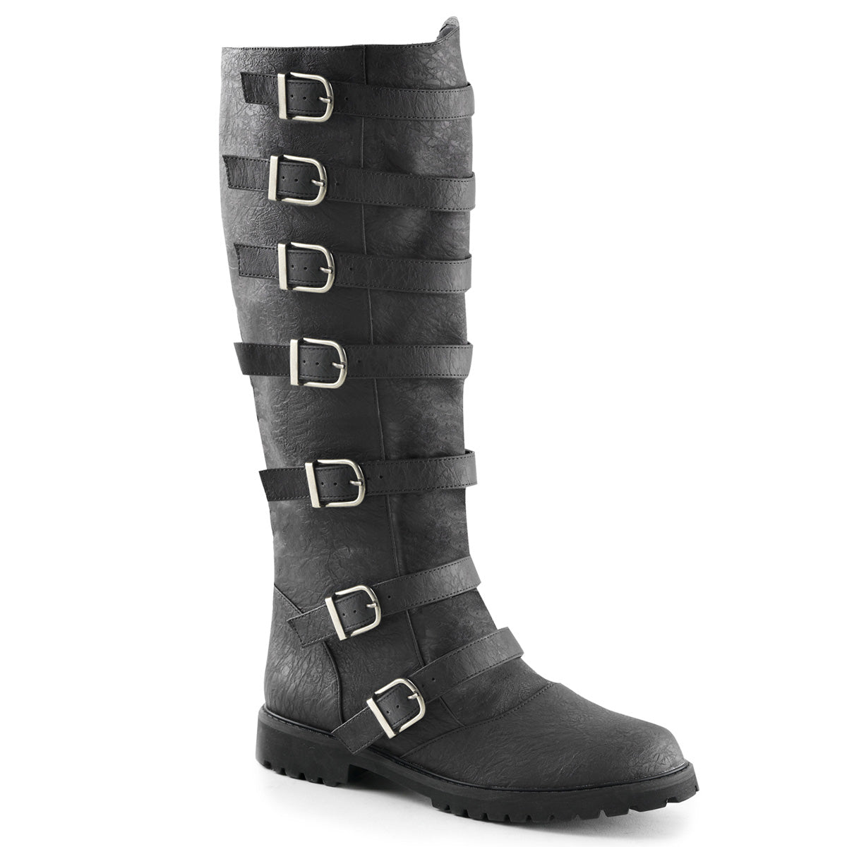 GOTHAM-110 1 1/2" Heel Men's Pull-on Multi-Buckled Strap Knee High Boot