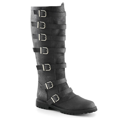 GOTHAM-110 1 1/2" Heel Men's Pull-on Multi-Buckled Strap Knee High Boot