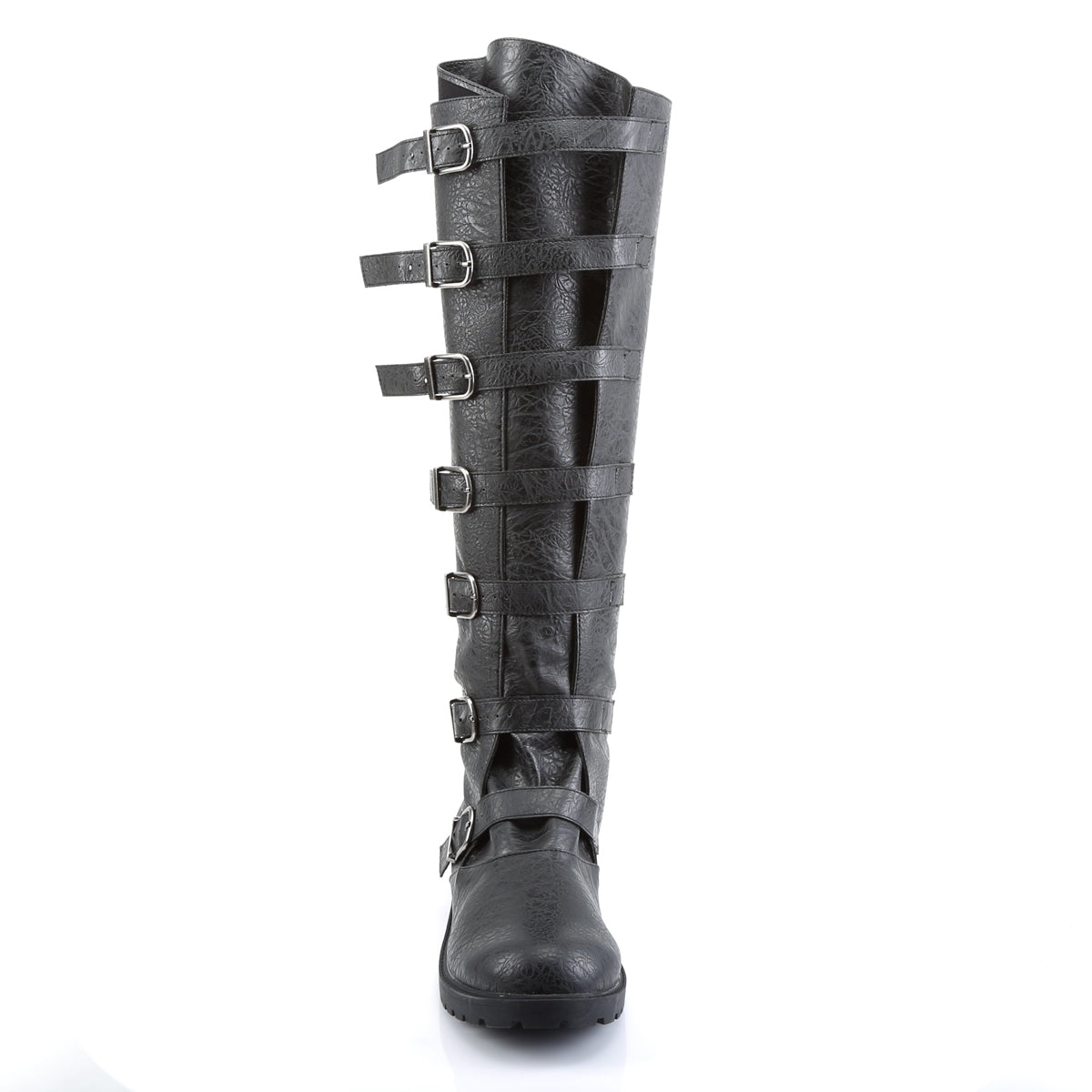 GOTHAM-110 1 1/2" Heel Men's Pull-on Multi-Buckled Strap Knee High Boot