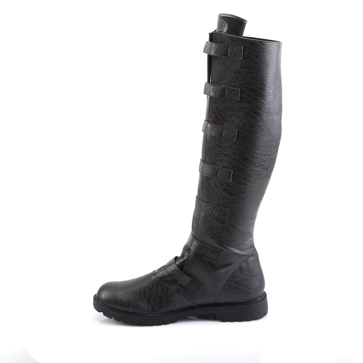 GOTHAM-110 1 1/2" Heel Men's Pull-on Multi-Buckled Strap Knee High Boot