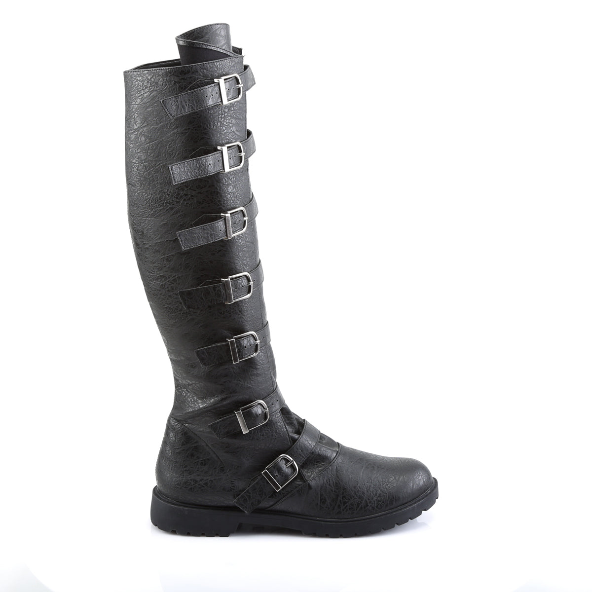 GOTHAM-110 **1 1/2"Heel Men'sPull-on Multi-Buckled Strap Knee High Boot