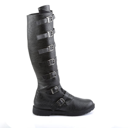 GOTHAM-110 **1 1/2"Heel Men'sPull-on Multi-Buckled Strap Knee High Boot