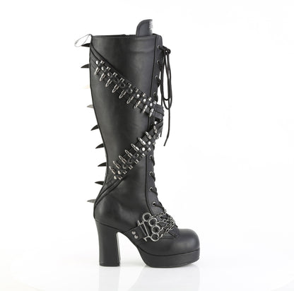 GOTHIKA-108 3 3/4" Heel, 1 1/4" PF Knee High Boot, Side Zip
