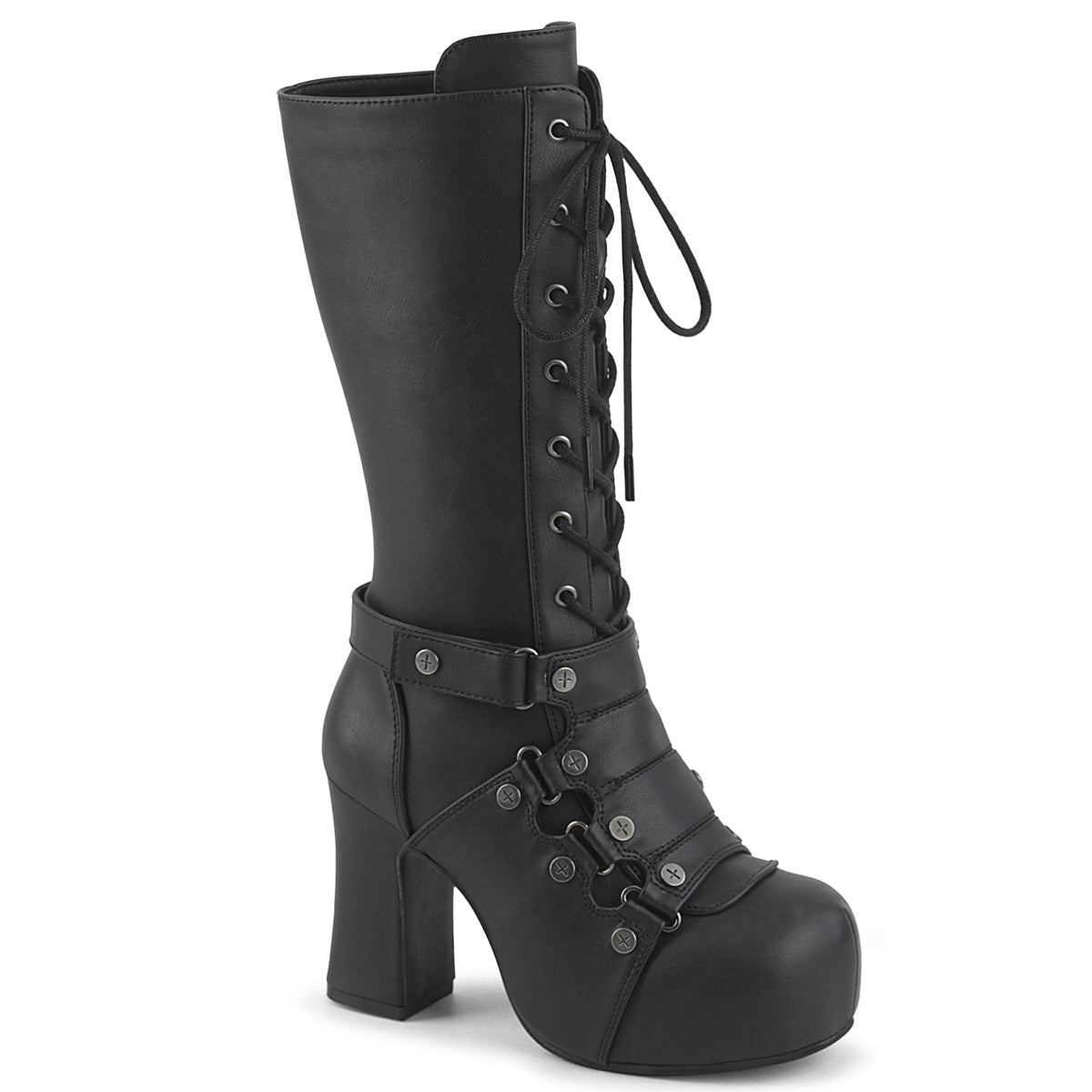 GOTHIKA-152 3 3/4" Heel, 1 1/4" PF Mid-Calf Boot, Side Zip