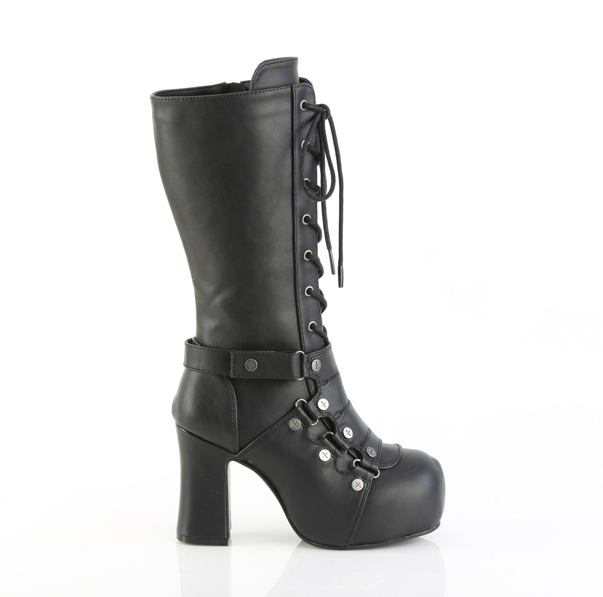 GOTHIKA-152 3 3/4" Heel, 1 1/4" PF Mid-Calf Boot, Side Zip