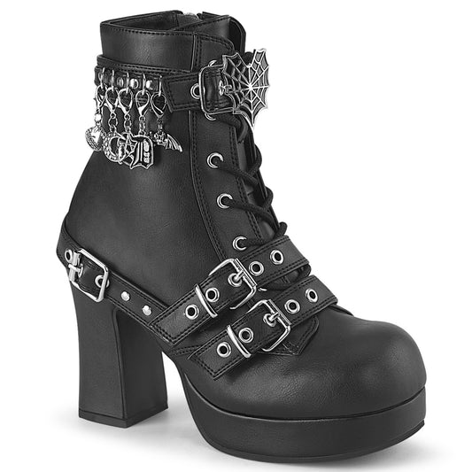 GOTHIKA-66 3 3/4" Heel, 1 1/4" PF Lace-Up  Mid-Calf Boot, Inside Zip