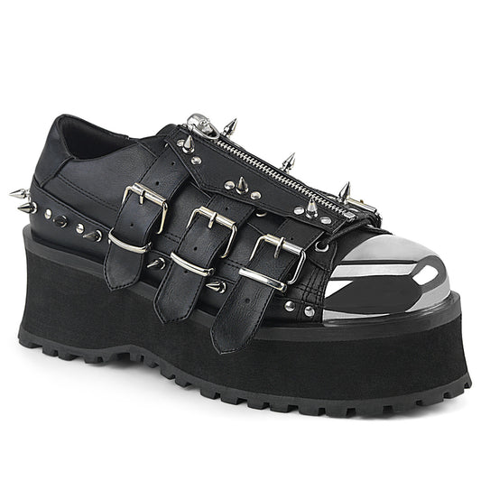 GRAVEDIGGER-03 2 3/4" Platform Lace-Up Shoe W/ Metal Toe Cap