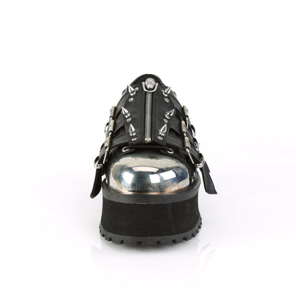 GRAVEDIGGER-03 2 3/4" Platform Lace-Up Shoe W/ Metal Toe Cap