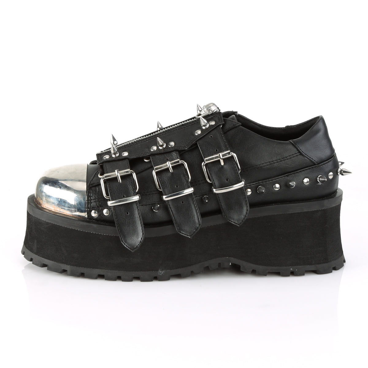 GRAVEDIGGER-03 2 3/4" Platform Lace-Up Shoe W/ Metal Toe Cap