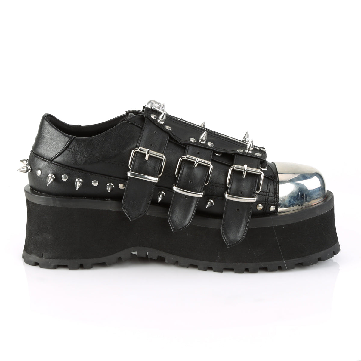 GRAVEDIGGER-03 2 3/4" Platform Lace-Up Shoe W/ Metal Toe Cap