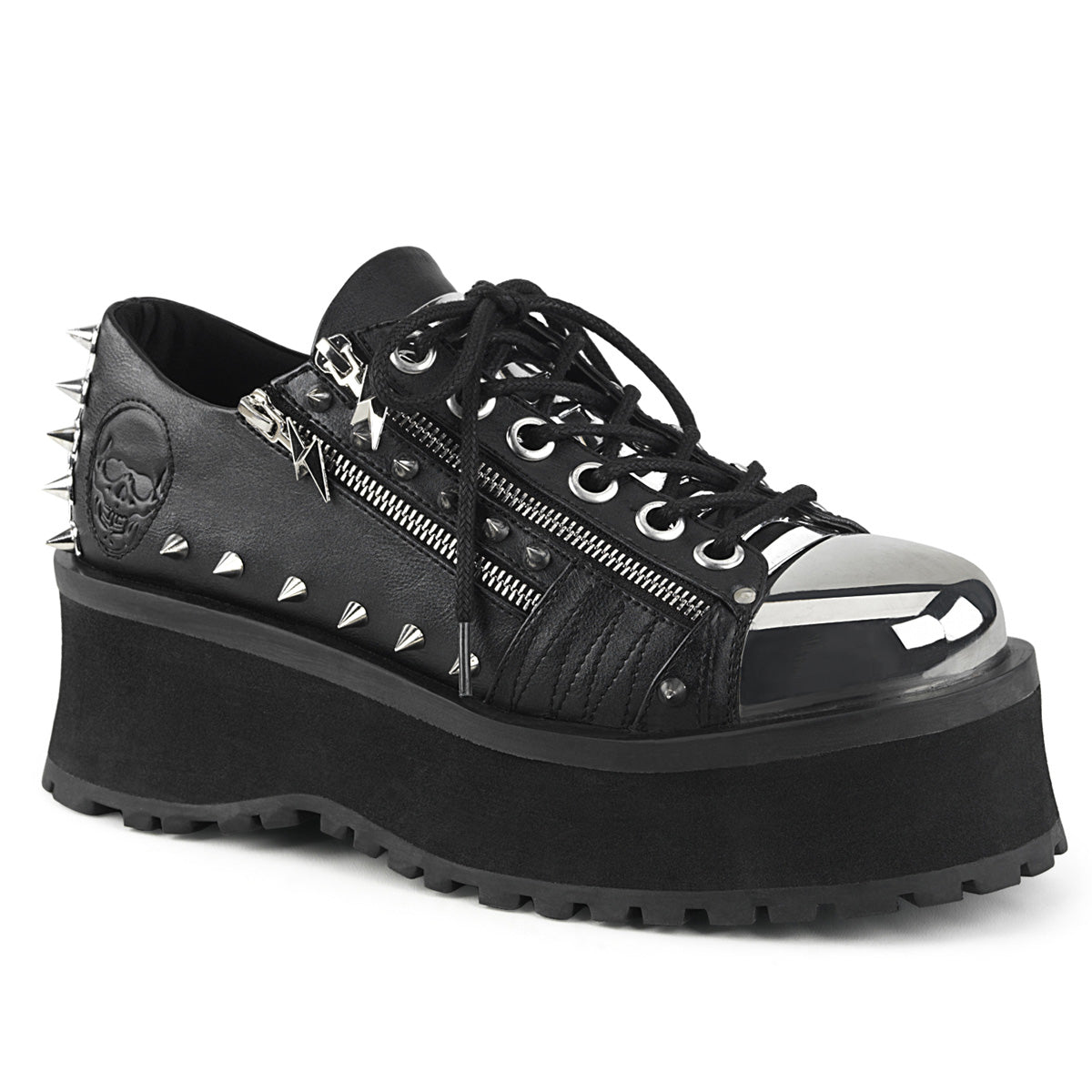 GRAVEDIGGER-04 2 3/4" Platform Lace-Up Shoe W/ Metal Toe Cap