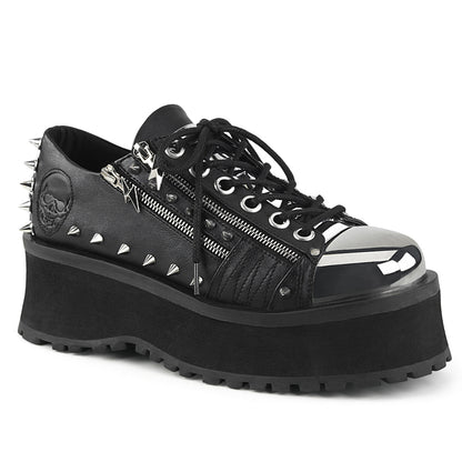GRAVEDIGGER-04 2 3/4" Platform Lace-Up Shoe W/ Metal Toe Cap