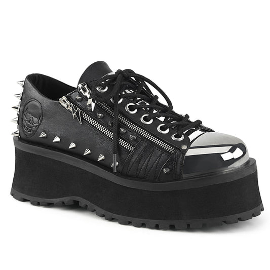 GRAVEDIGGER-04 2 3/4" Platform Lace-Up Shoe W/ Metal Toe Cap