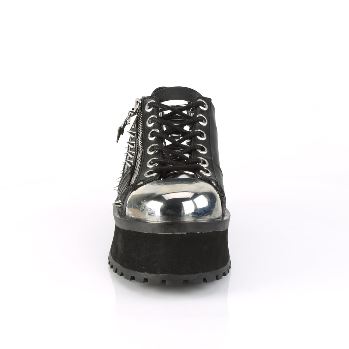 GRAVEDIGGER-04 2 3/4" Platform Lace-Up Shoe W/ Metal Toe Cap