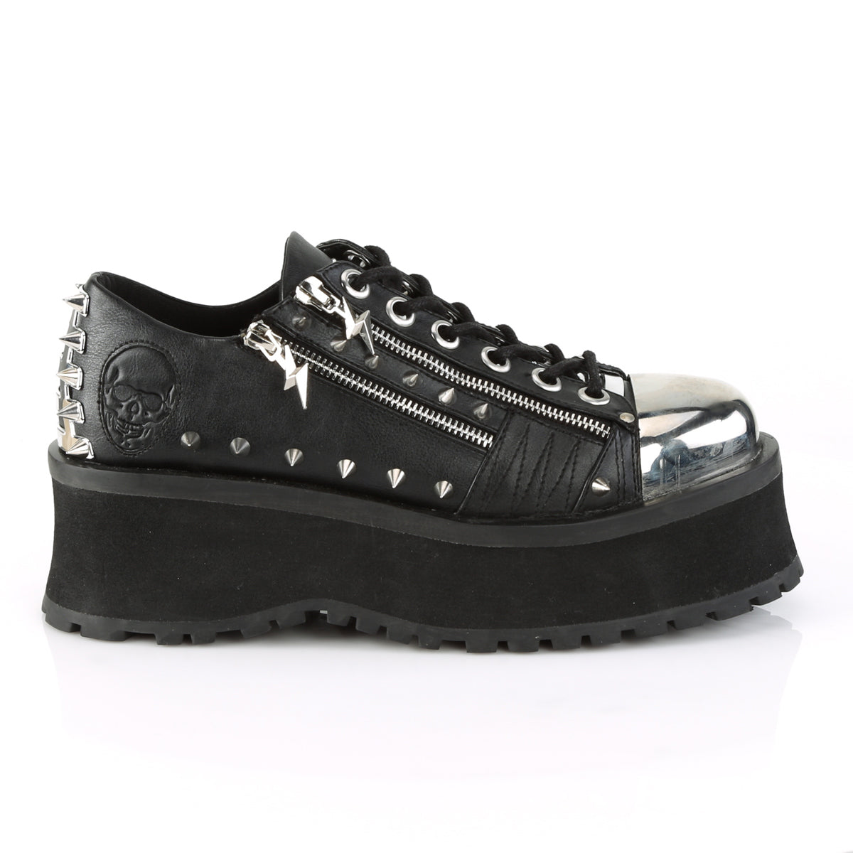 GRAVEDIGGER-04 2 3/4" Platform Lace-Up Shoe W/ Metal Toe Cap