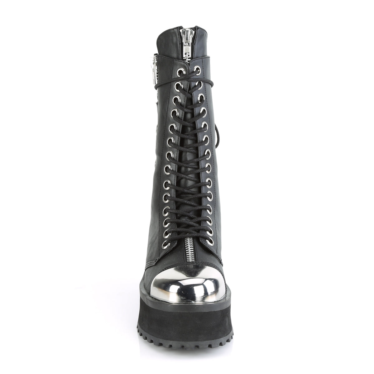 GRAVEDIGGER-14 2 3/4" PF Lace-Up Mid Calf Boot, Back Metal Zipper