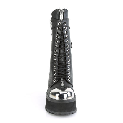 GRAVEDIGGER-14 2 3/4" PF Lace-Up Mid Calf Boot, Back Metal Zipper