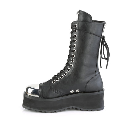 GRAVEDIGGER-14 2 3/4" PF Lace-Up Mid Calf Boot, Back Metal Zipper