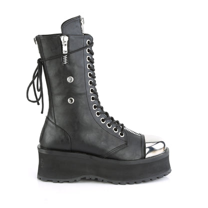 GRAVEDIGGER-14 2 3/4" PF Lace-Up Mid Calf Boot, Back Metal Zipper