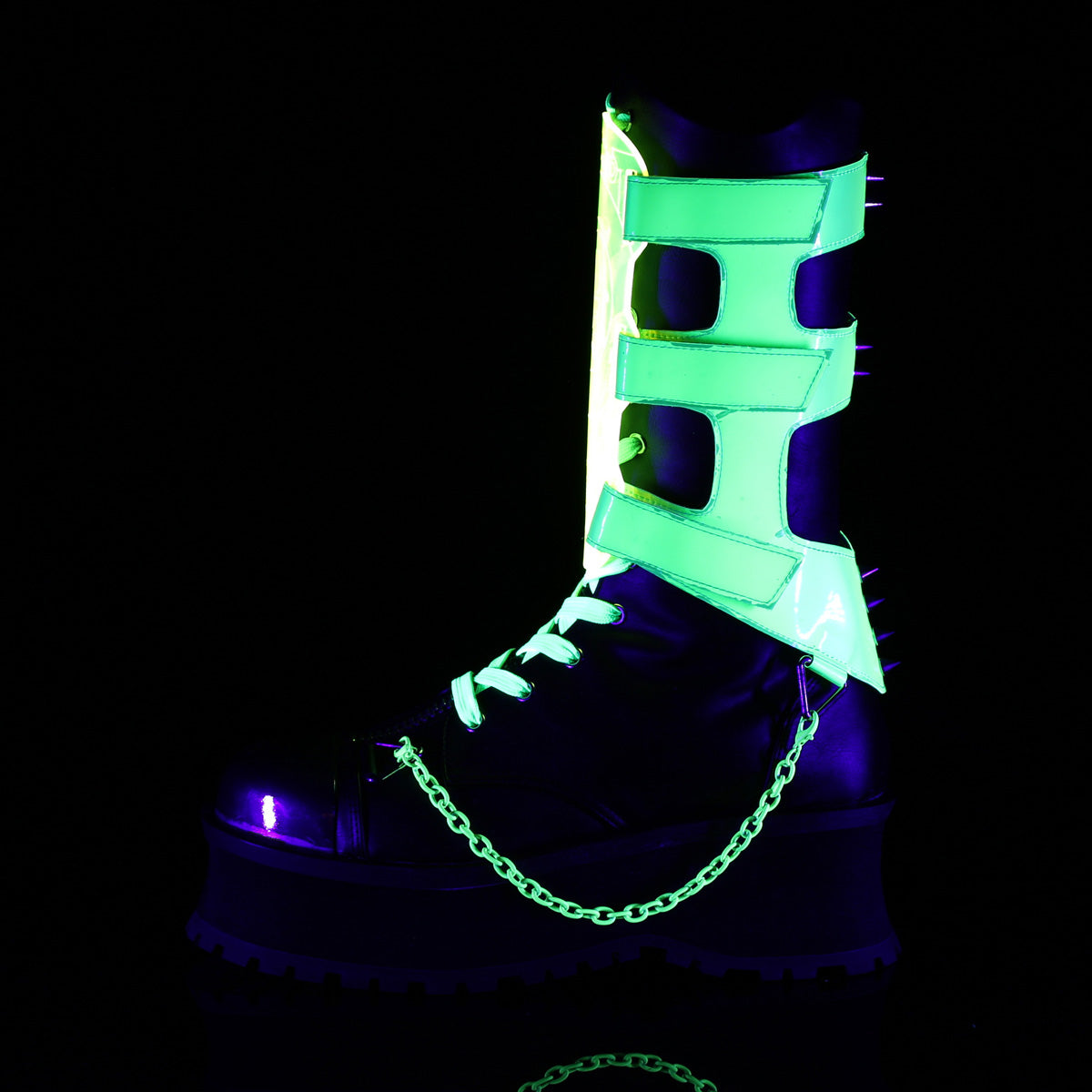GRAVEDIGGER-255 **2 3/4" Platform Lace-Up Mid Calf Boot, Inside Zip