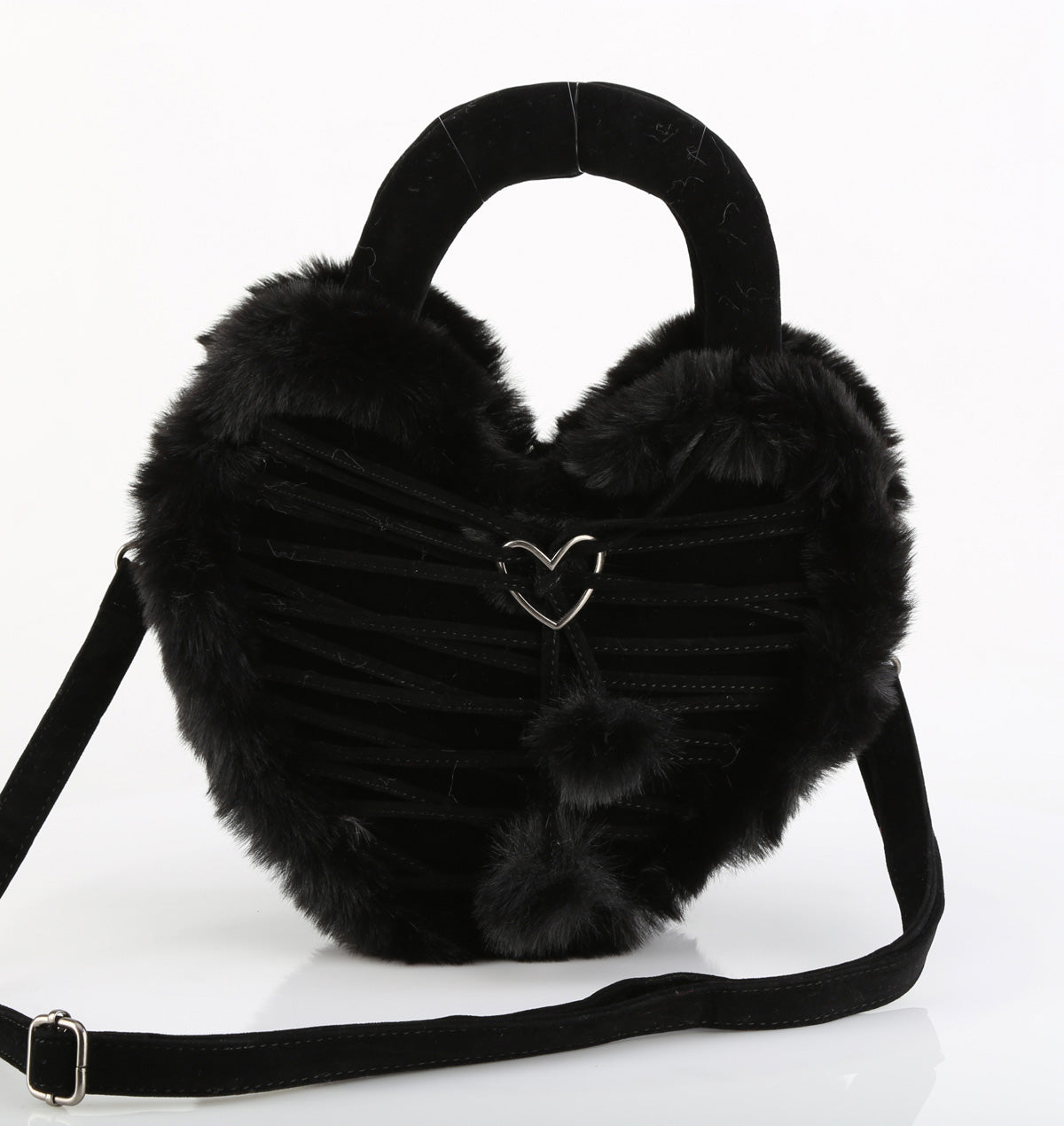 HB-631 Faux Leather & Fur Heart Shaped Convertible 20x24x8cm Purse