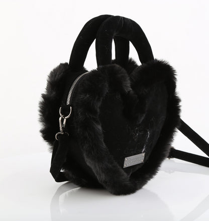 HB-631 Faux Suede & Fur Heart Shaped Convertible 20x24x8 cm Purse