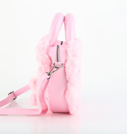 HB-631 Faux Suede & Fur Heart Shaped Convertible 20x24x8 cm Purse