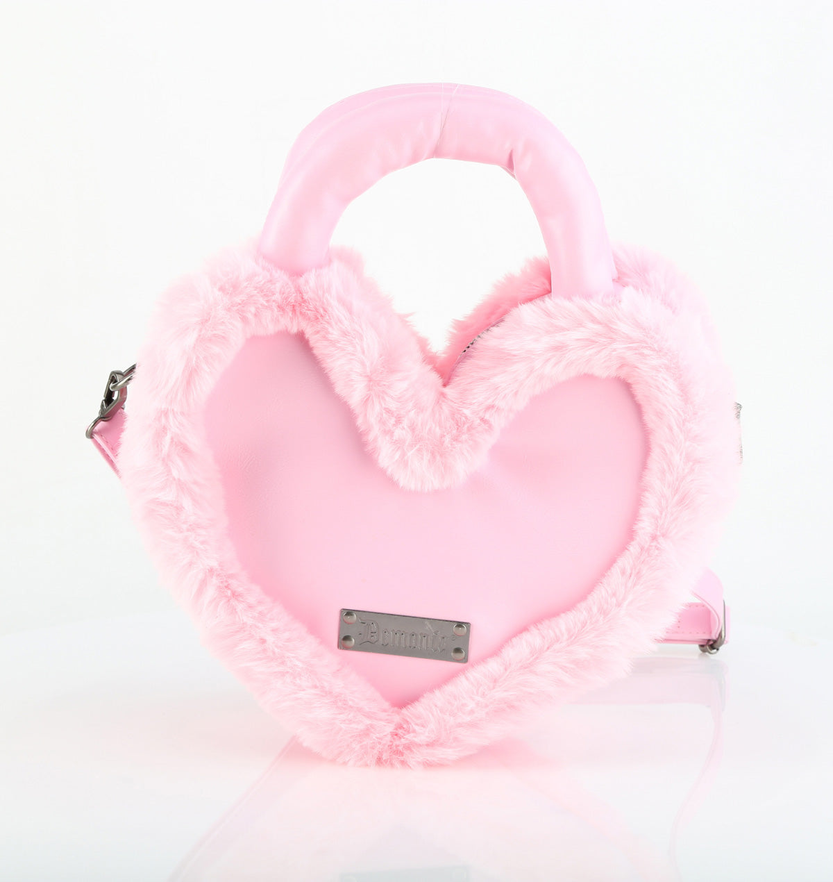 HB-631 Faux Suede & Fur Heart Shaped Convertible 20x24x8 cm Purse