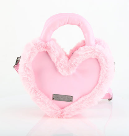 HB-631 Faux Suede & Fur Heart Shaped Convertible 20x24x8 cm Purse