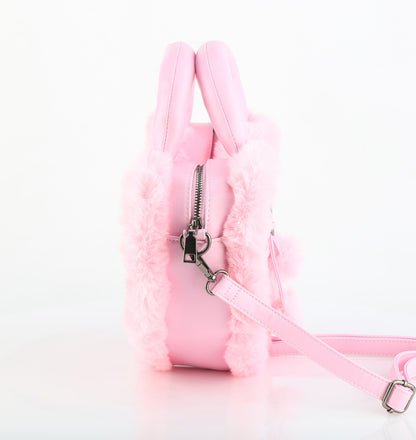 HB-631 Faux Suede & Fur Heart Shaped Convertible 20x24x8 cm Purse