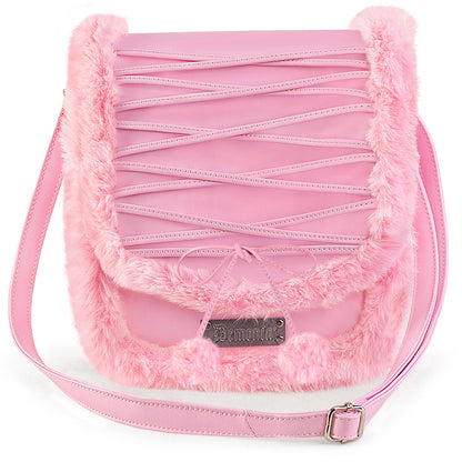 HB-663 Faux Suede & Fur Crossbody 20x24x8 cm Bag