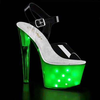 ILLUMINATOR-708 7" Heel, 2 3/4" PF LED Illuminated Ankle Strap Sandal