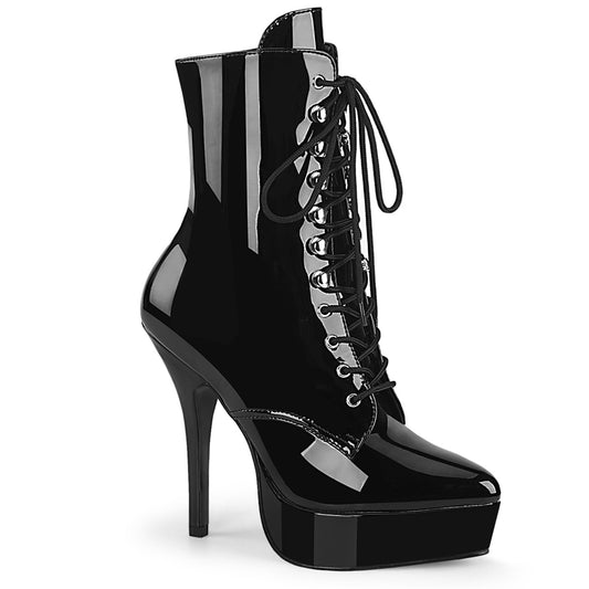 INDULGE-1020 5 1/4" Heel, 1 1/4" PF Lace-Up Front Ankle Boot, Side Zip
