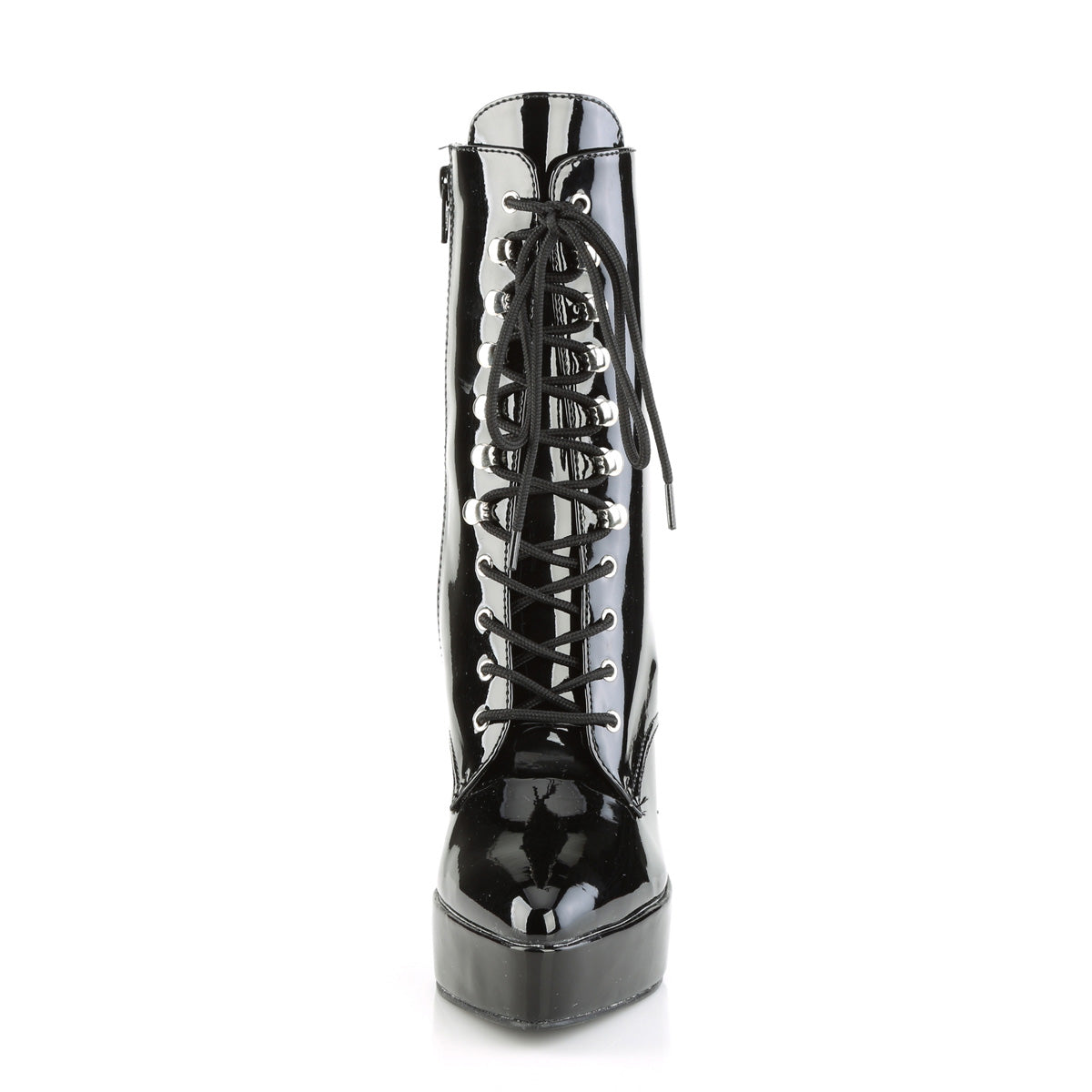 INDULGE-1020 5 1/4" Heel, 1 1/4" PF Lace-Up Front Ankle Boot, Side Zip