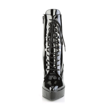 INDULGE-1020 5 1/4" Heel, 1 1/4" PF Lace-Up Front Ankle Boot, Side Zip