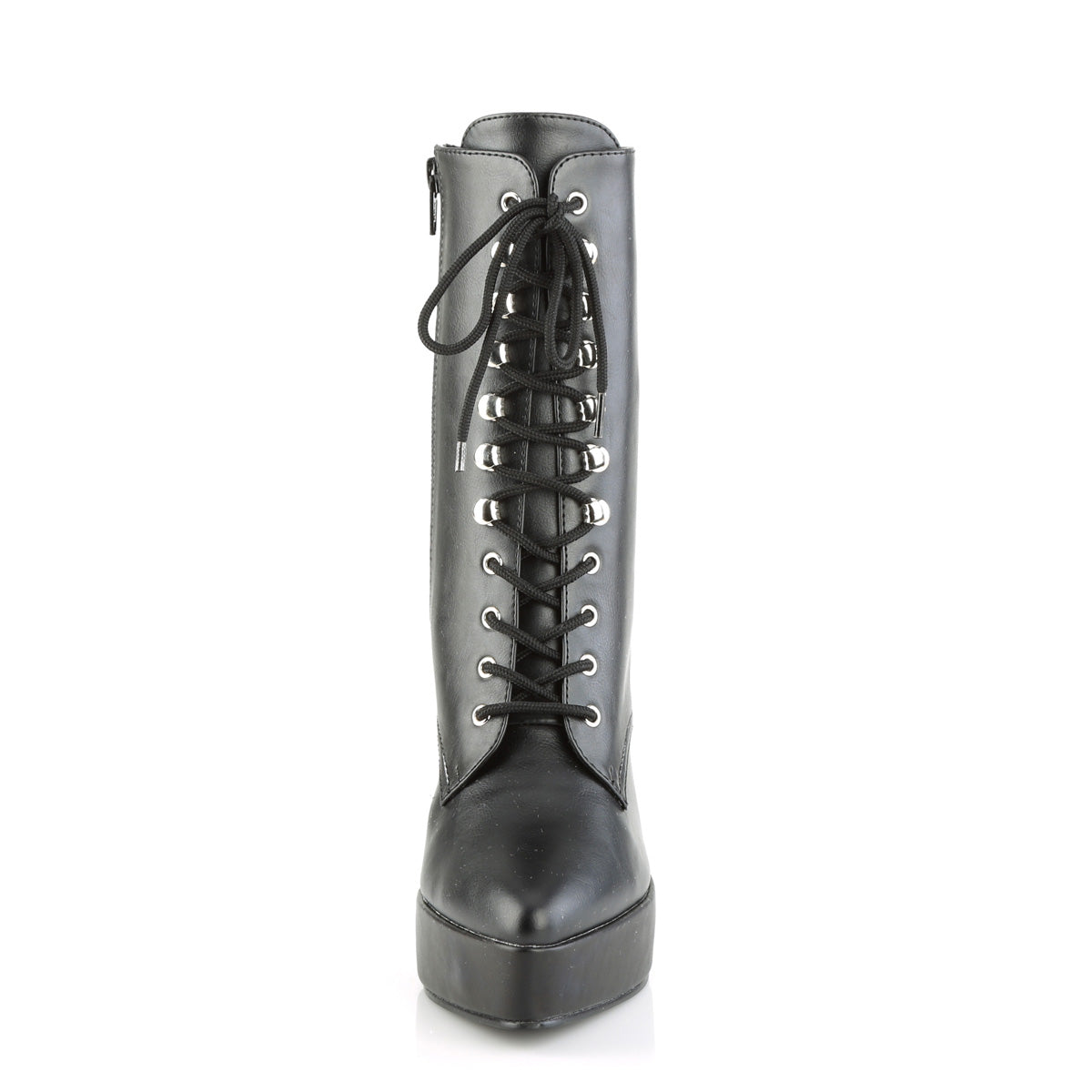 INDULGE-1020 5 1/4" Heel, 1 1/4" PF Lace-Up Front Ankle Boot, Side Zip