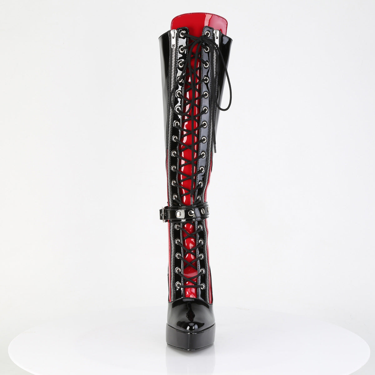 INDULGE-2028 5 1/4" Lace-Up Knee High Boot, Inside Zip