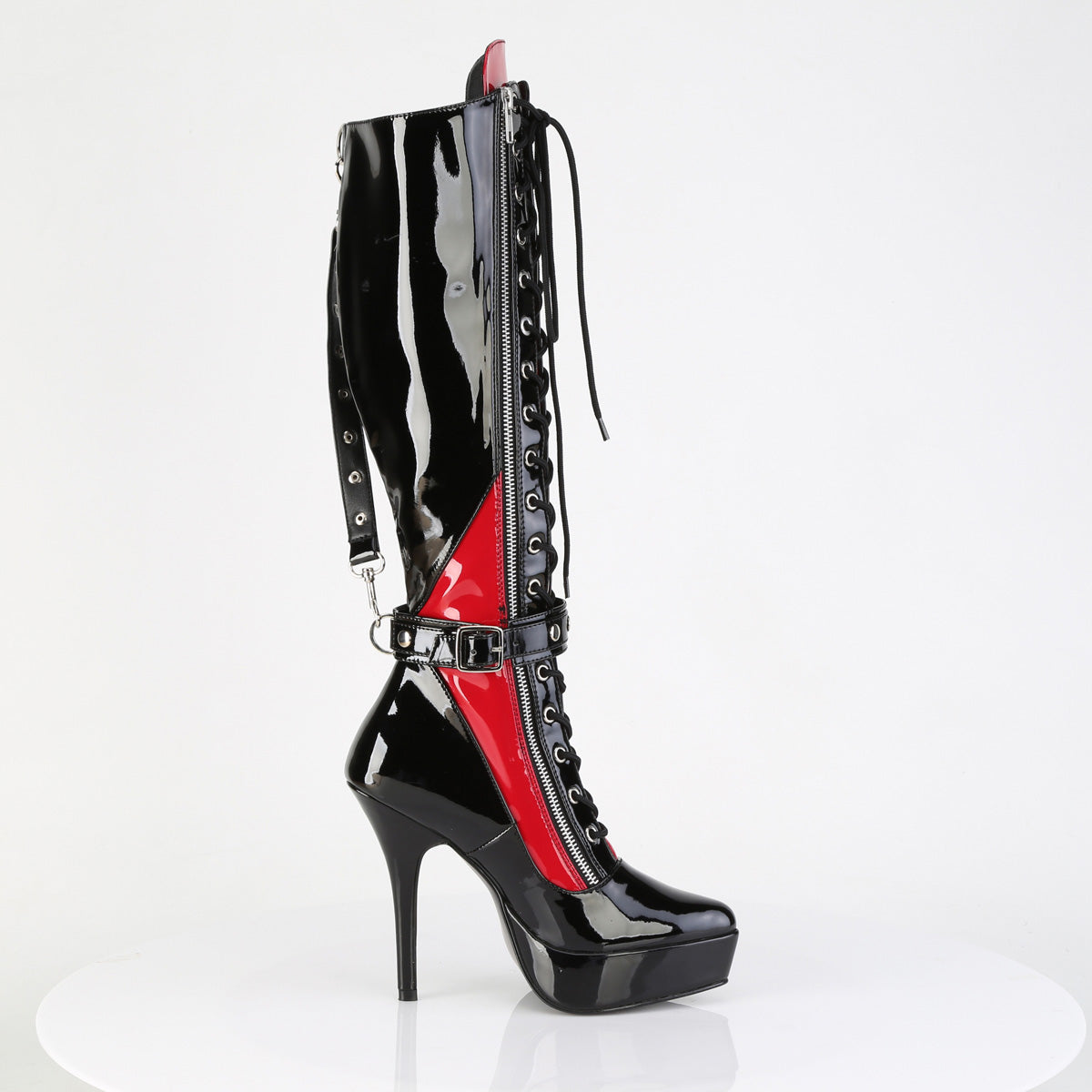 INDULGE-2028 5 1/4" Lace-Up Knee High Boot, Inside Zip