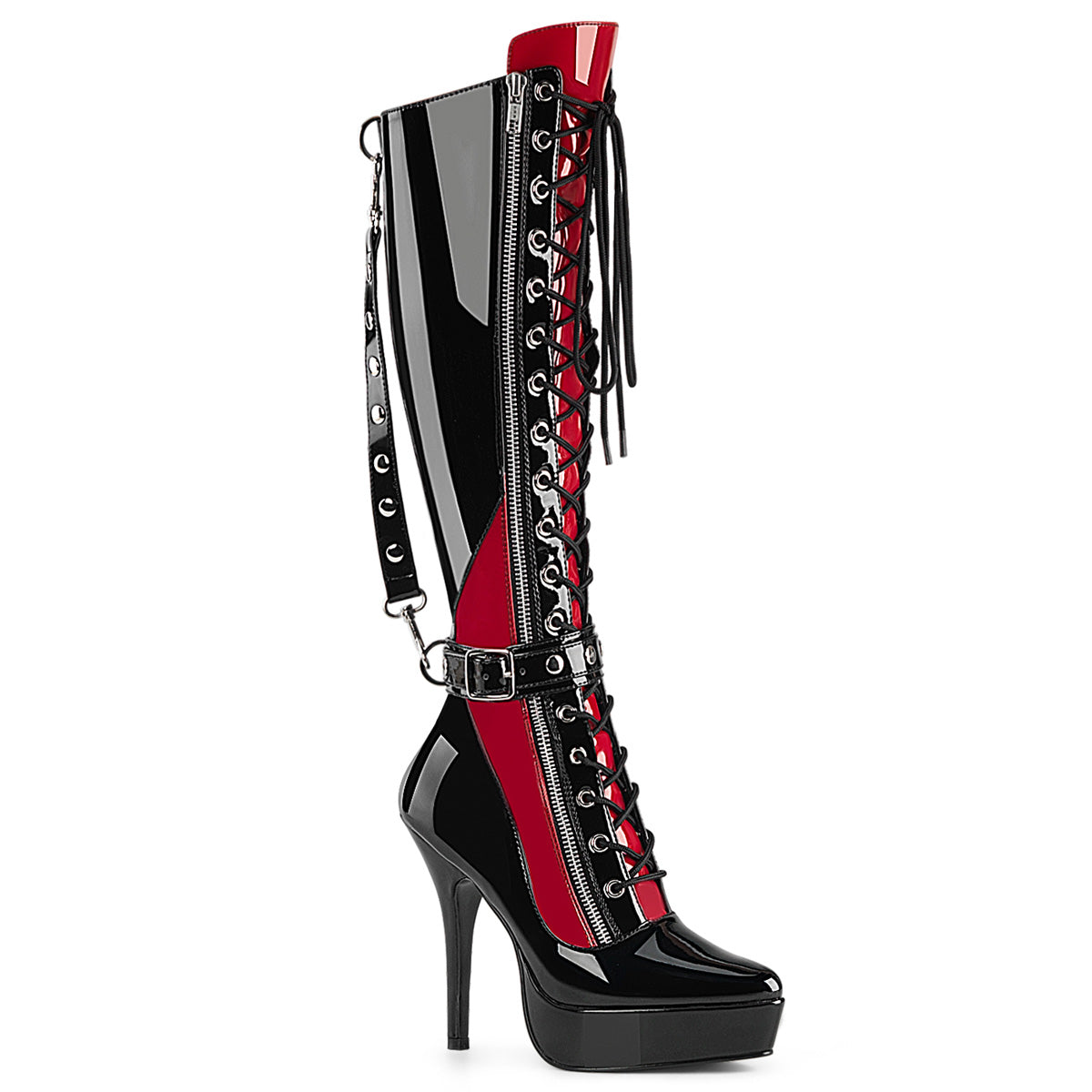 INDULGE-2028 5 1/4" Lace-Up Knee High Boot, Inside Zip