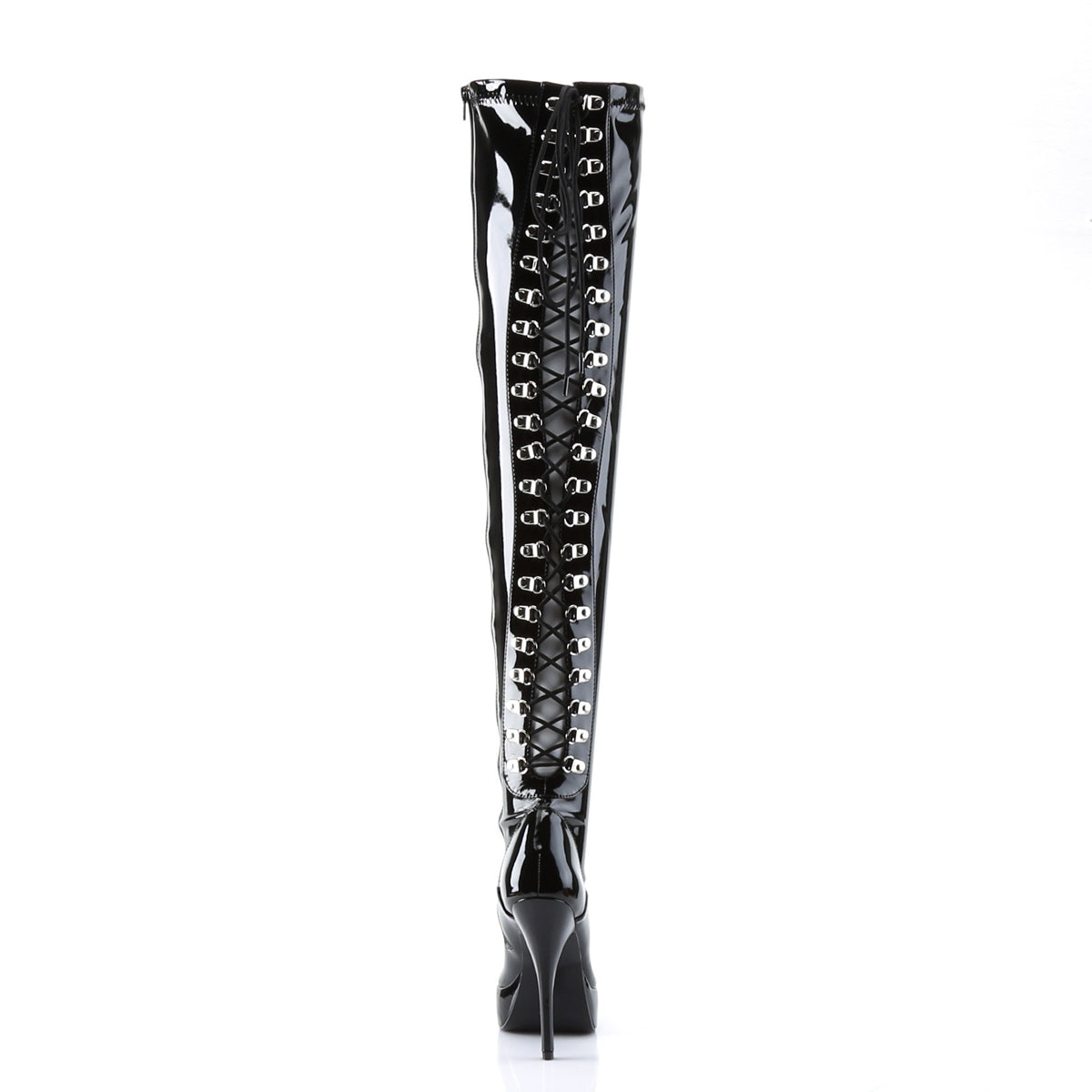 INDULGE-3063 5 1/4" Back Lace-Up Stretch PF Thigh Boot
