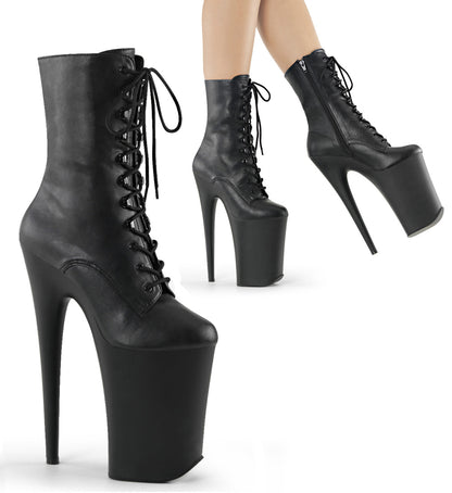 INFINITY-1020 9" Heel, 5 1/4" PF Lace-Up Front Ankle Boot, Side Zip